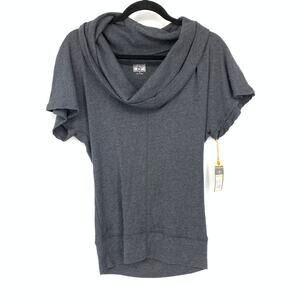 Converse One Star Cowl Neck Top Womens Size Small Dark Gray Short Sleeve NEW